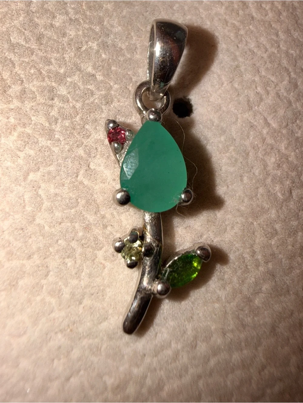925 Emerald Paradise garnet,Chrome Diopside, Peridot,Rhodolite Garnet charm